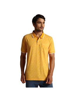 ColorPlus - Tailored Fit Printed Yellow Polo T-Shirt