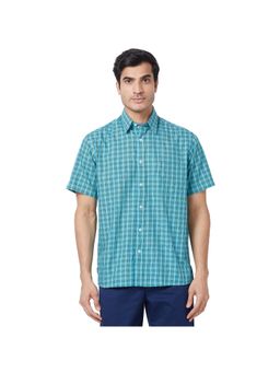 ColorPlus - Classic Fit Checkered Blue Shirt