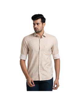 ColorPlus - Tailored Fit Yarn Floral Fawn Shirt