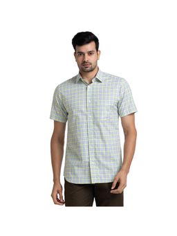 ColorPlus - Tailored Fit Checkered Green Shirt