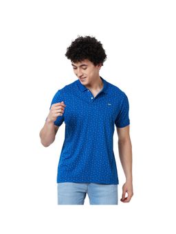 Park Avenue - Slim Fit Printed Dark Blue Polo T-Shirt