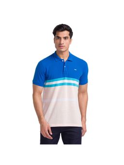 Park Avenue - Slim Fit Stripes Petrol Polo T-Shirt