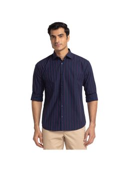 Park Avenue - Slim Fit Stripes Dark Blue Shirt