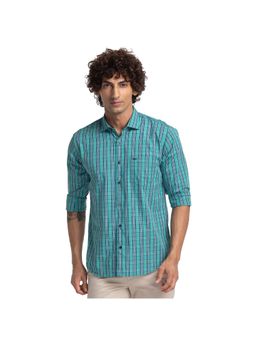 Park Avenue - Slim Fit Checkered Green Shirt
