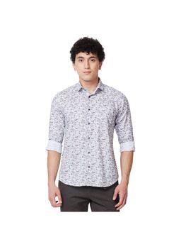 Park Avenue - Slim Fit Printed Light Grey Shirt