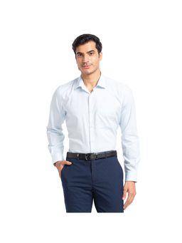 Park Avenue - Regular Fit Self Design Light Blue Shirt