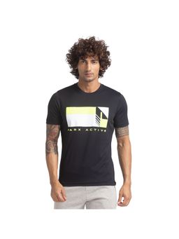 Parx - Regular Fit Printed Black T-Shirt