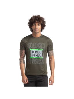 Parx - Regular Fit Printed Dark Green T-Shirt