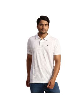 Parx - Regular Fit Printed White Polo T-Shirt