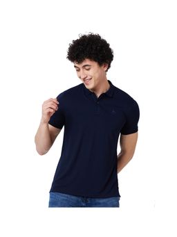 Parx - Regular Fit Solid Dark Blue Polo T-Shirt