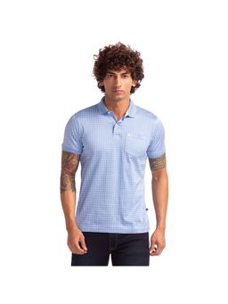 Parx - Regular Fit Printed Blue Polo T-Shirt