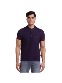 Parx - Regular Fit Solid Purple T-Shirt