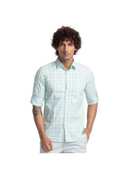 Parx - Slim Fit Checkered Green Shirt