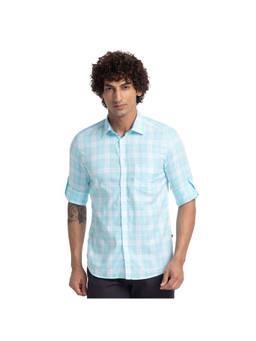 Parx - Slim Fit Checkered Blue Shirt