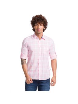 Parx - Slim Fit Checkepink Pink Shirt