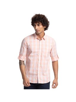 Parx - Slim Fit Checkered Orange Shirt