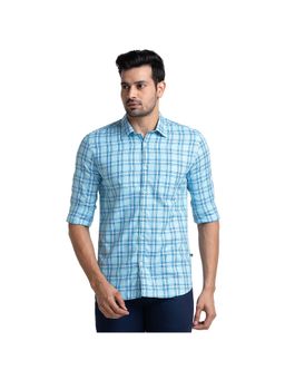 Parx - Slim Fit Checkered Blue Shirt