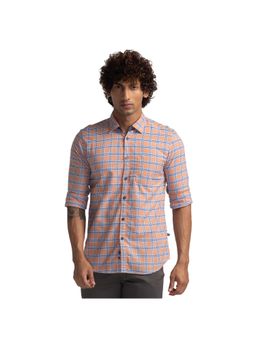 Parx - Slim Fit Checkered Orange Shirt