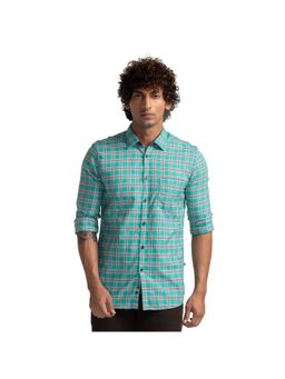Parx - Slim Fit Checkered Green Shirt