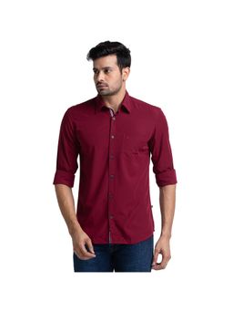 Parx - Slim Fit Solid Dark Red Shirt