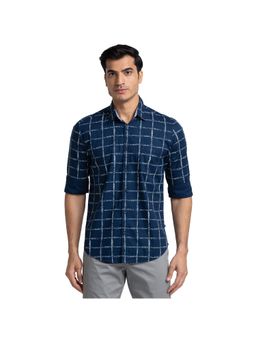 Parx - Slim Fit Checkered Blue Shirt