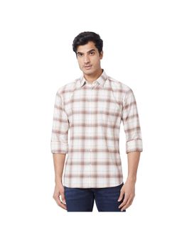 Parx - Slim Fit Checkered Light Fawn Shirt