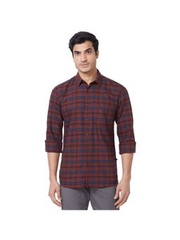 Parx - Slim Fit Checkered Dark Red Shirt