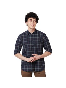 Parx - Slim Fit Checkered Dark Grey Shirt
