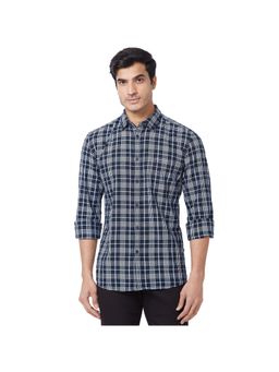 Parx - Slim Fit Checkered Dark Blue Shirt