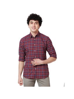 Parx - Slim Fit Checkered Dark Red Shirt