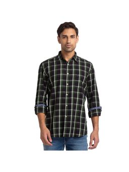 Parx - Slim Fit Checkered Black Shirt