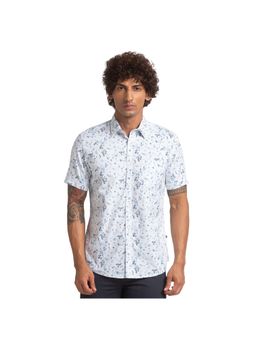 Parx - Slim Fit Printed White Shirt