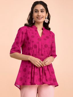 Pink Fort - Floral Highlow Top Pink