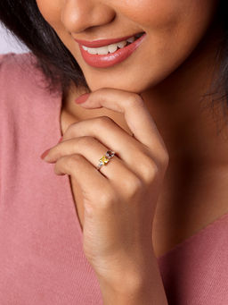 Mia by Tanishq - Smokey Elegance and Citrine Spark Silver Finger Ring