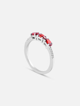 Mia by Tanishq - Fiery Gem Silver Finger Ring (53)