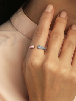 Mia by Tanishq - Open Band Silver Finger Ring (52)