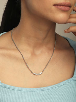 Mia by Tanishq - Starlit Grace Silver Necklace