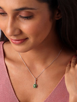 Mia by Tanishq - Emerald Oasis Turtle Silver Charm