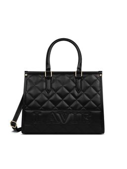Lavie - Quilt Jessa Black Textured Satchel Bag with Detachable Strap