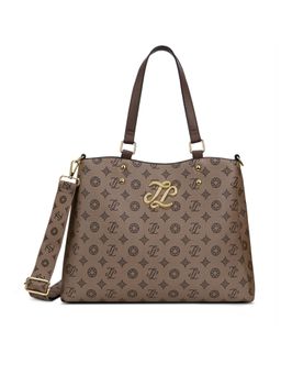 Lavie Signature - Albany Taupe Printed Satchel Bag with Detachable Strap