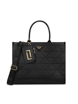 Lavie Luxe - Lisa Black Textured Satchel Bag with Detachable Strap with Pouch