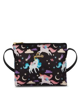 Lavie - Tessie Unicorn Black Polyester Printed Pouch