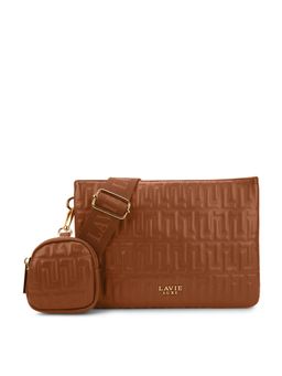 Lavie Luxe - Emilan Tan Textured Sling Bag with Pouch