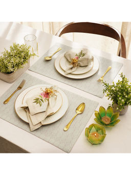 Pure Home + Living - Pack of 2 Purple and Off White Geometric Cotton Table Place Mats