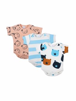 Blumbuds - Stripe and Bear Printed Onesies (Pack of 3)