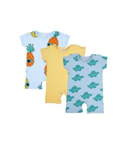 Blumbuds - Tropical Pineapple and Dino Rompers (Pack of 3)