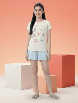 Lil Tomatoes - Girls Yellow Half Sleeves Printed Nightsuit