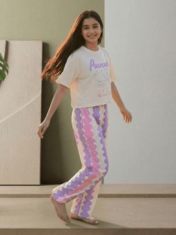 Lil Tomatoes - Girls Yellow Knit Half Sleeves Printed Summer Nightsuit