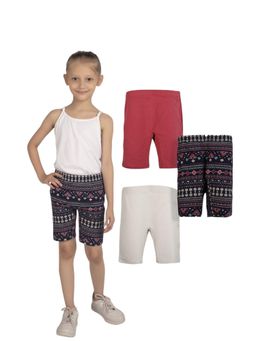 TRESNOVA - Girls Spandex Anti-Microbial Print Shorts (Pack of 3)