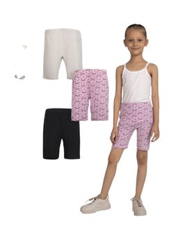 TRESNOVA - Girls Spandex Anti-Microbial Print Shorts (Pack of 3)
